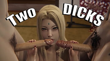 Tsunade Menghisap Dua Kontol Dalam Hentai 3d