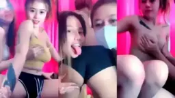 Tiga Cewek Liar Jilat-jilat Kontol, Nge-lesbi Panas.